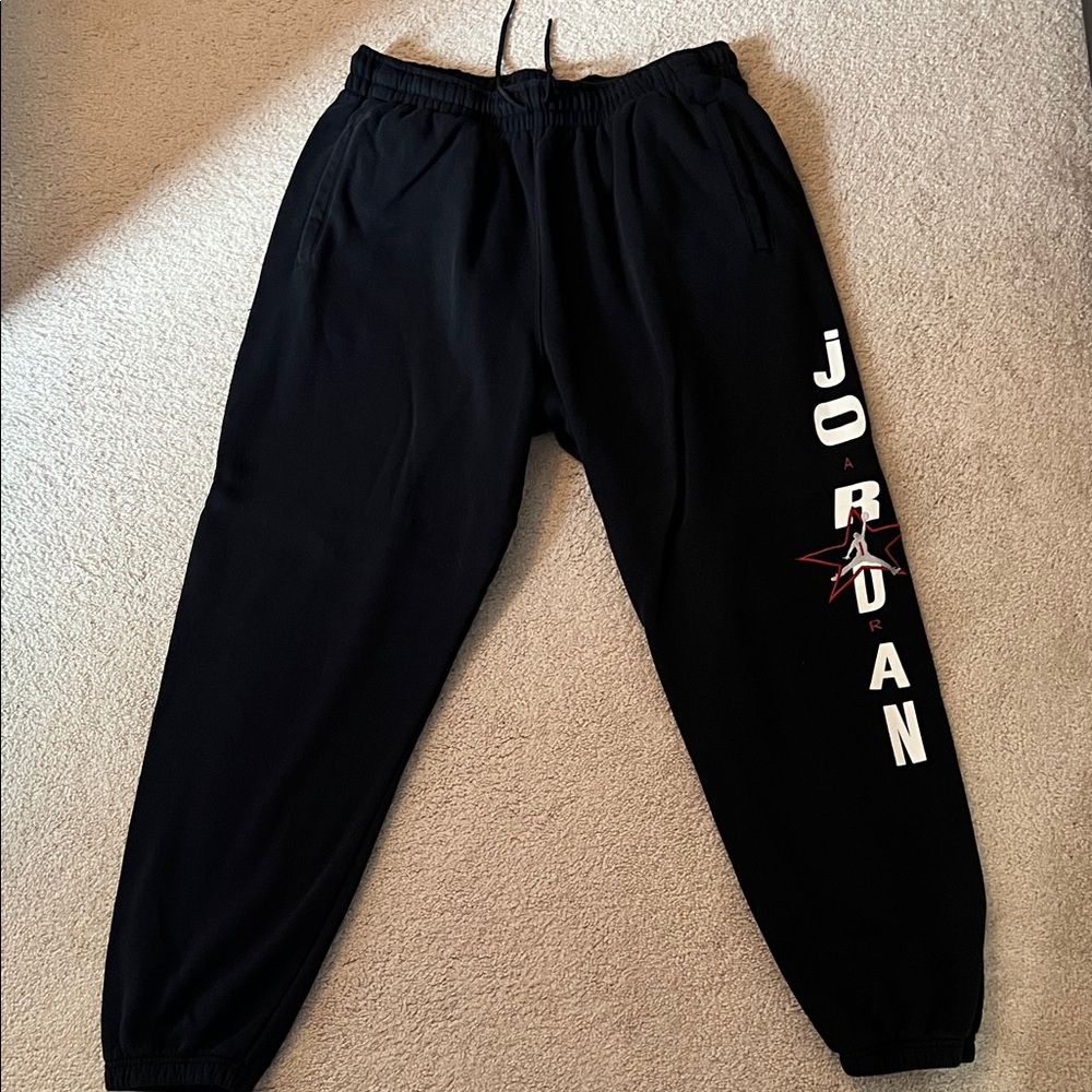Jordan Men's Black Sweatpants with White Logo
